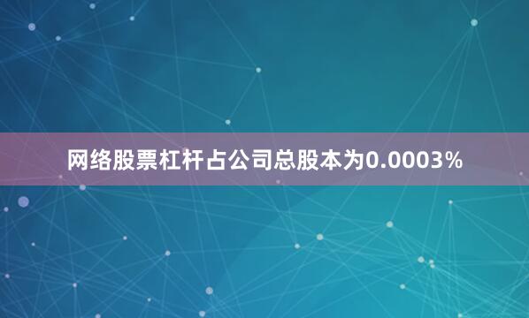 网络股票杠杆占公司总股本为0.0003%