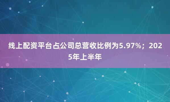 线上配资平台占公司总营收比例为5.97%；2025年上半年